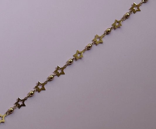 14k Star Bead Anklet