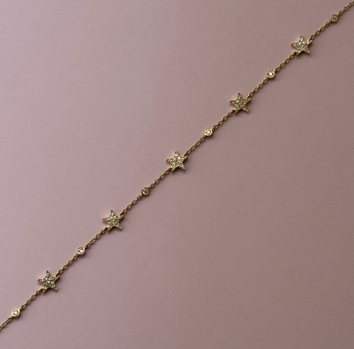 14k Diamond Star + Bezel Bracelet