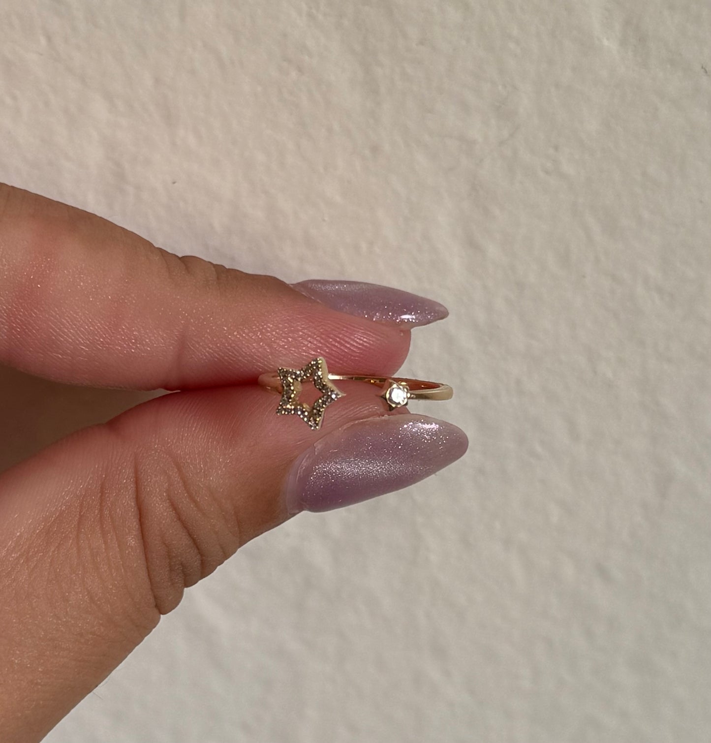 14k Diamond Star Bypass Ring