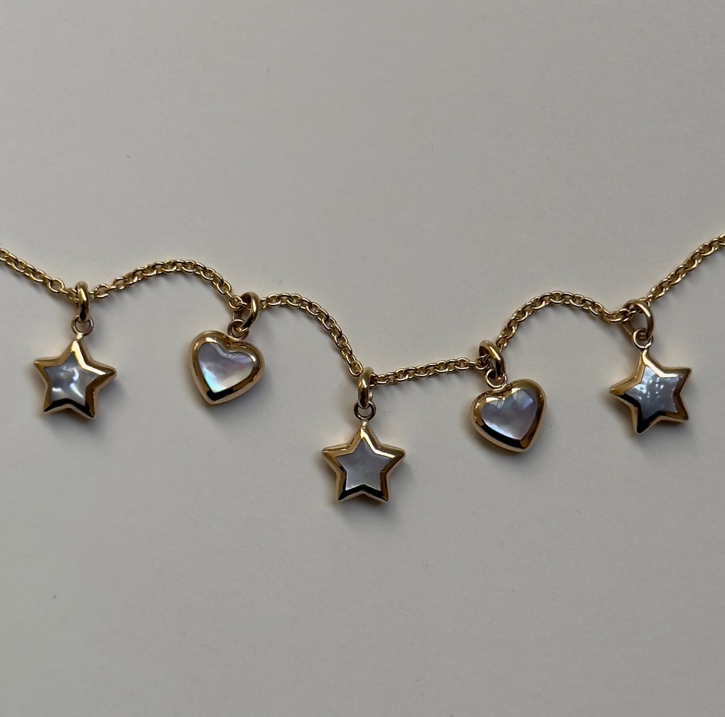 14k + Mother Of Pearl Stars & Hearts Pendants