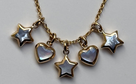14k + Mother Of Pearl Stars & Hearts Pendants