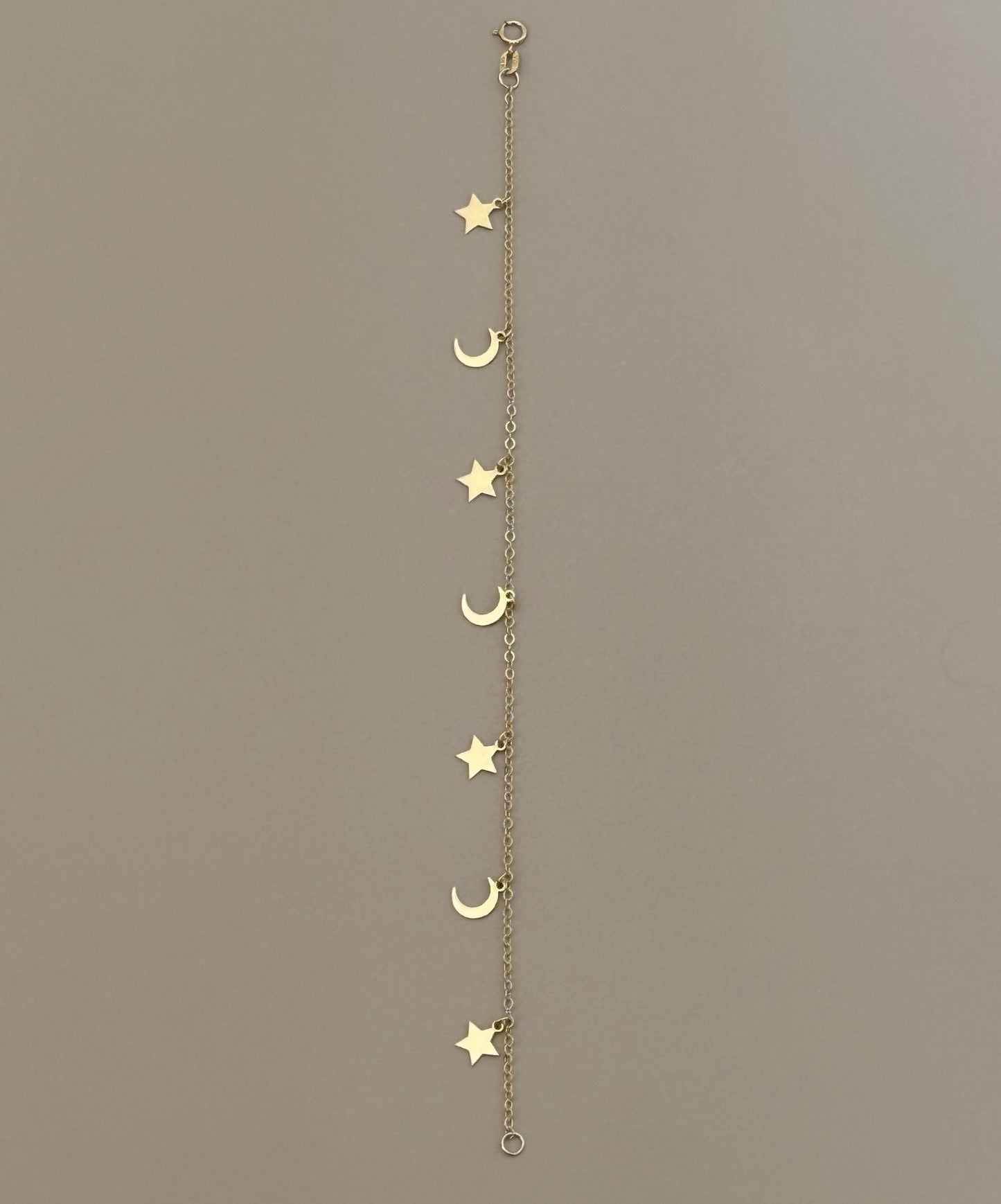 14k Star + Moon Charm Bracelet