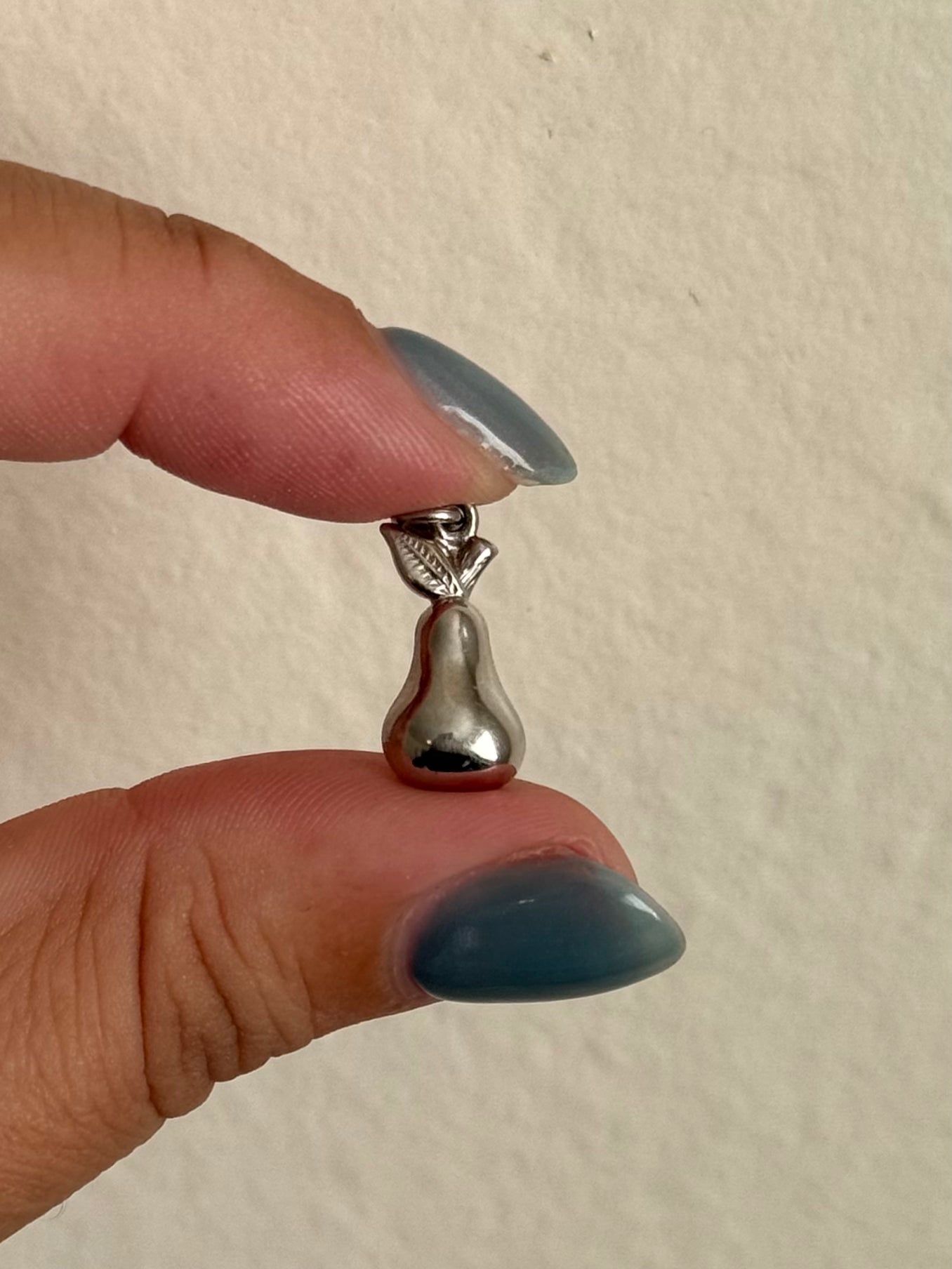 Puffy 14k White Gold Pear Pendant