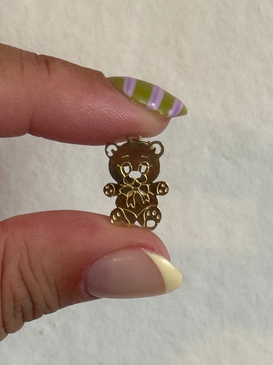 Vintage 14k Teddy Bear Bow Pendant