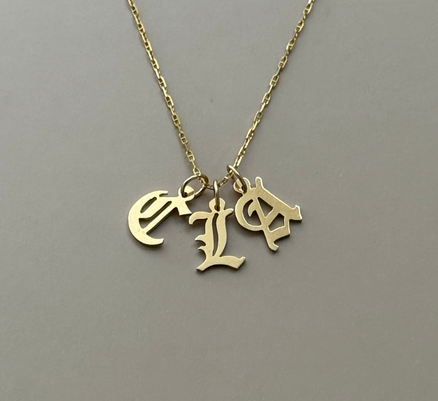 14k Old English Initial Pendants