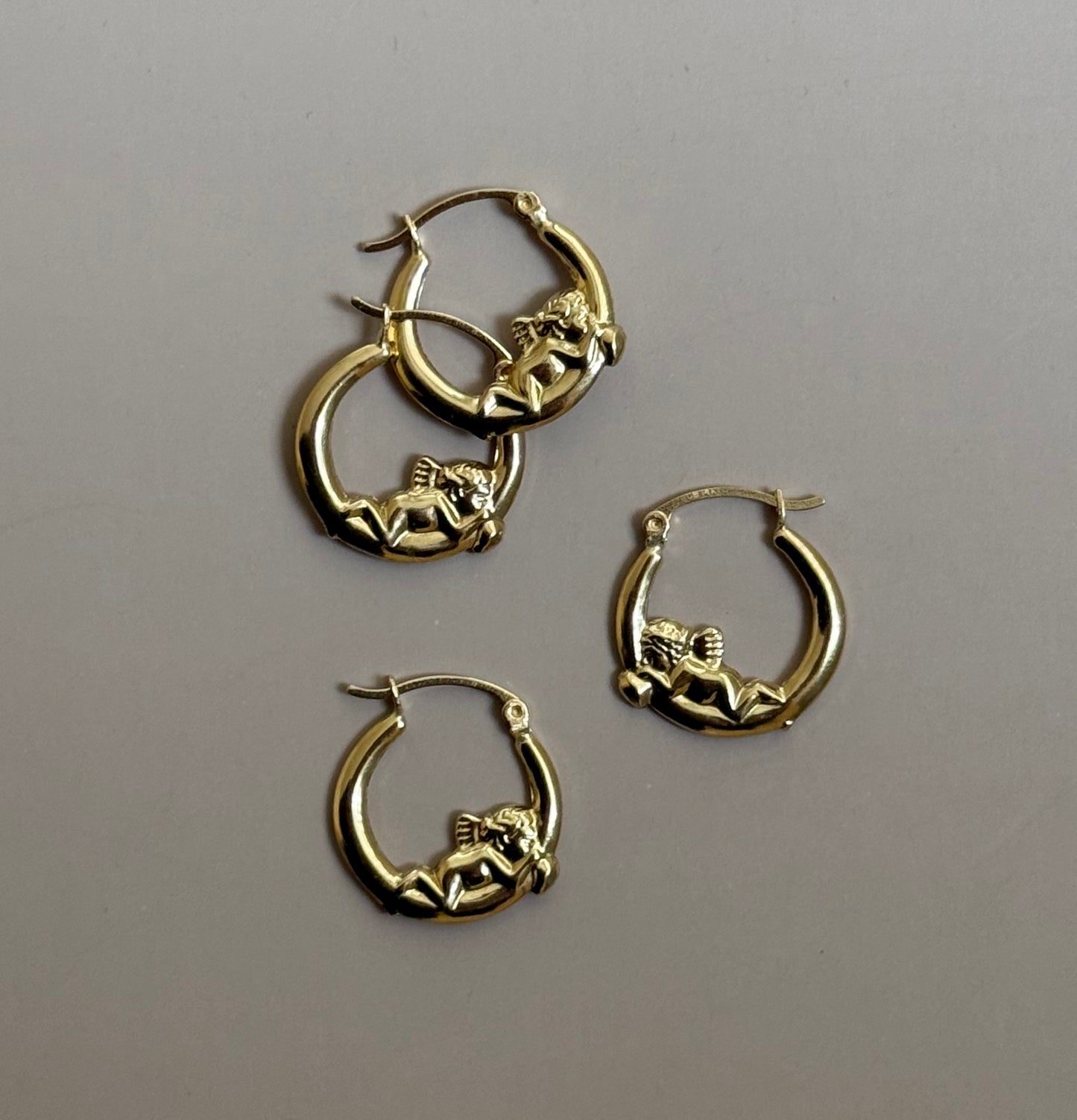 14k Cherub Hoop Earrings