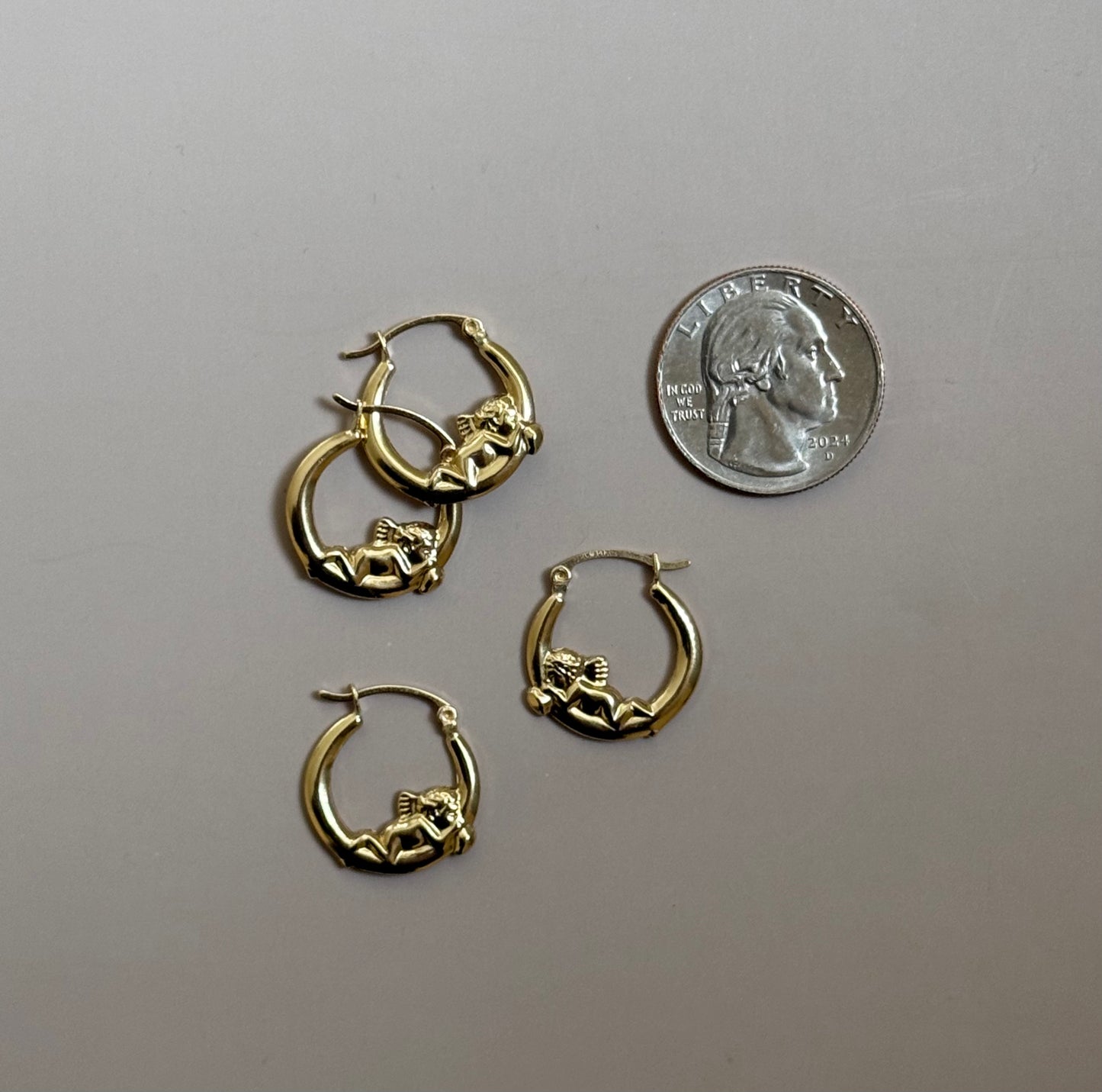 14k Cherub Hoop Earrings
