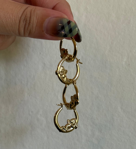 14k Cherub Hoop Earrings