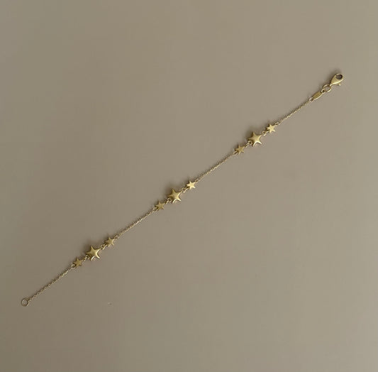 14k Puffy Star + Cable Bracelet