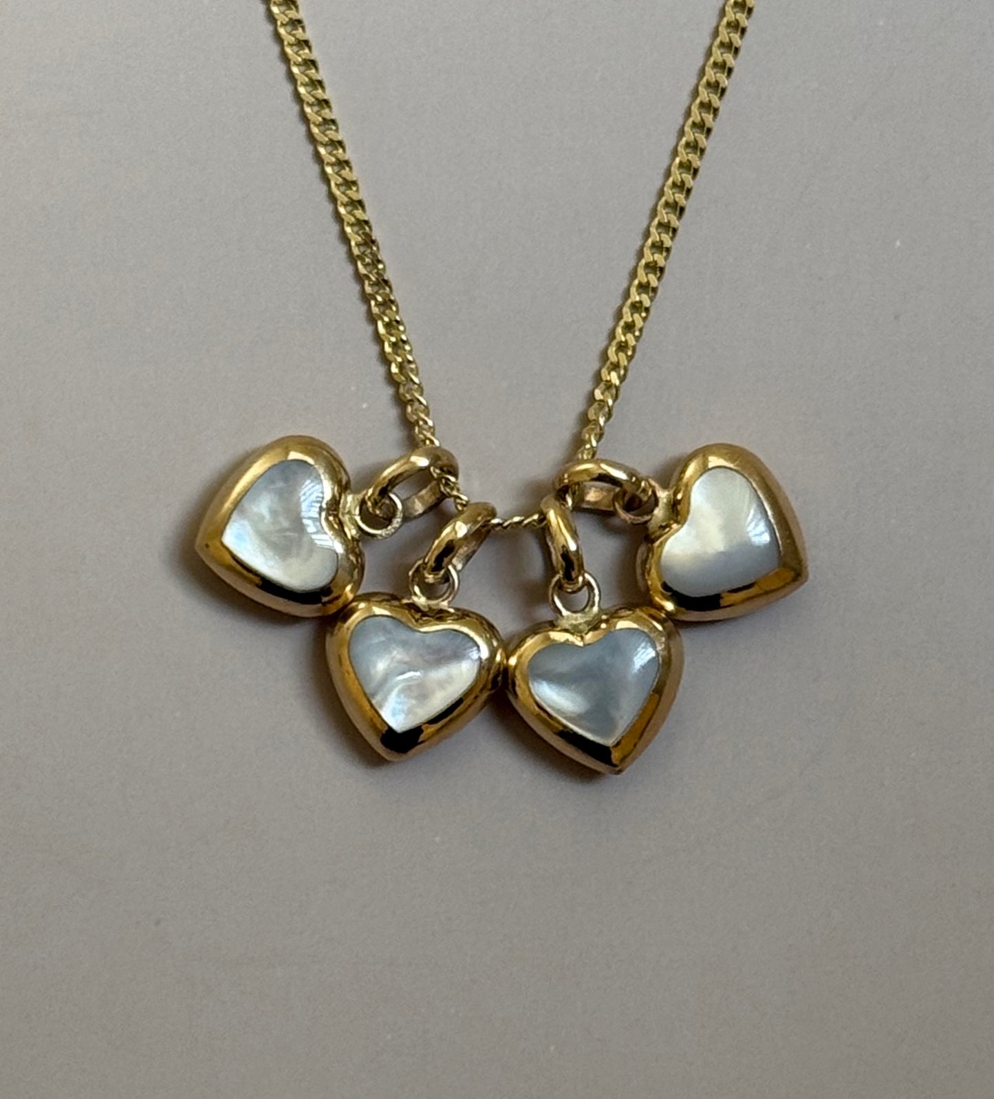 14k Puffy Mother Of Pearl Heart Pendants