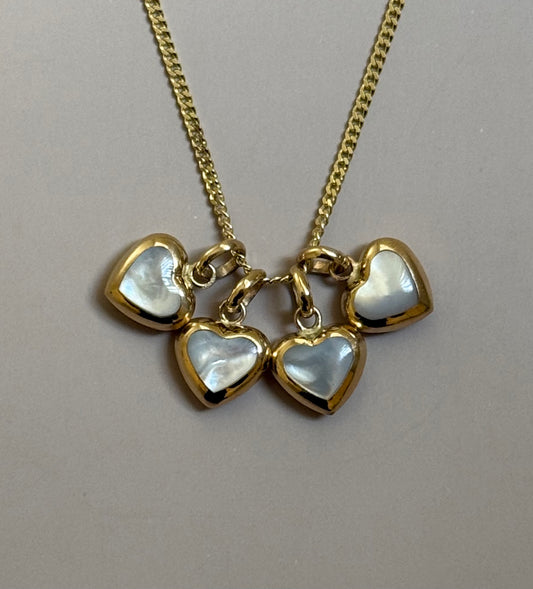 14k Puffy Mother Of Pearl Heart Pendants