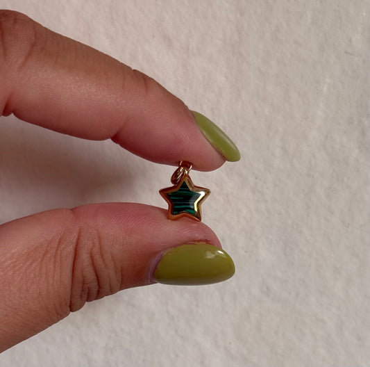 14k Puffy Malachite Star Pendant