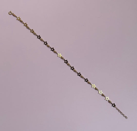 14k Star Bead Anklet