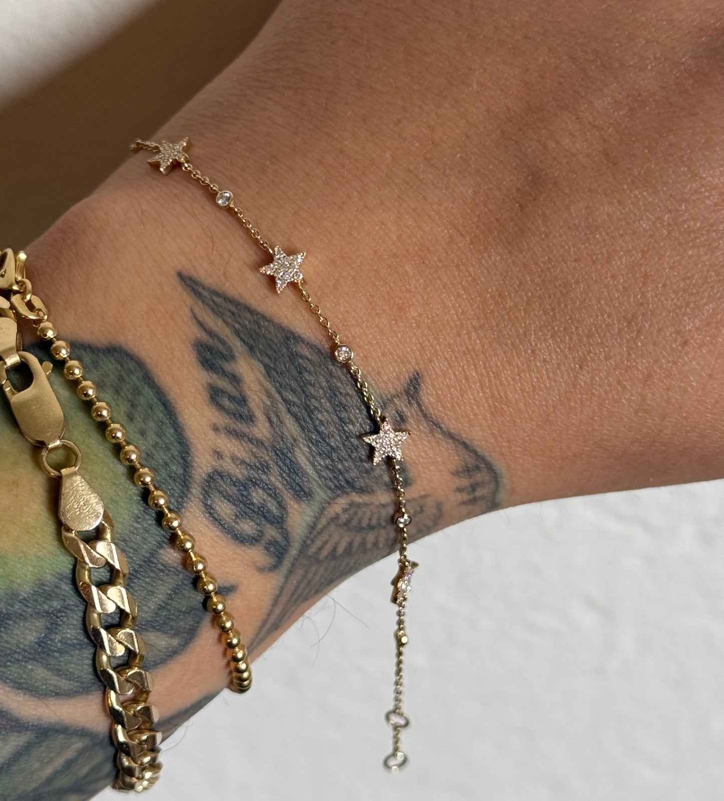 14k Diamond Star + Bezel Bracelet