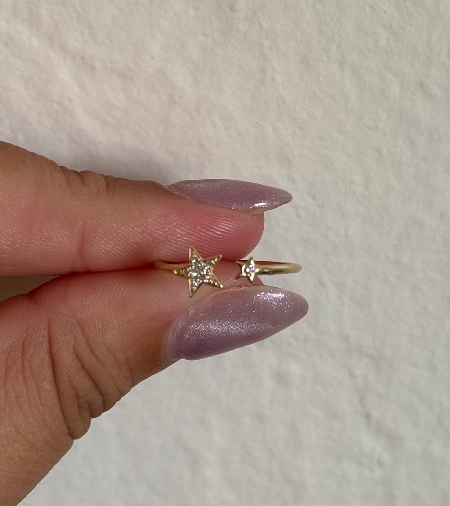 14k Diamond Star Bypass Ring