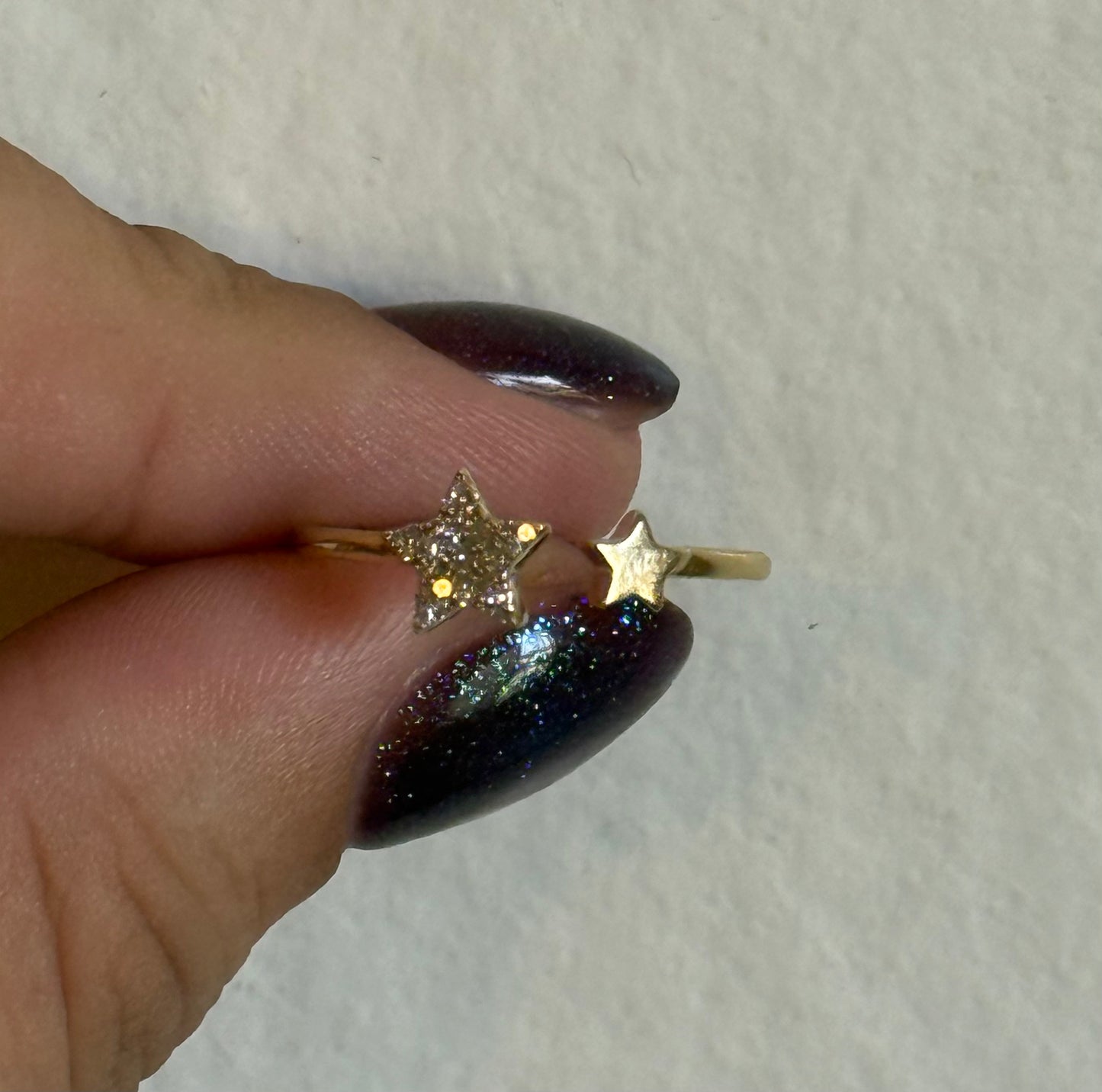 14k Diamond Star Bypass Ring