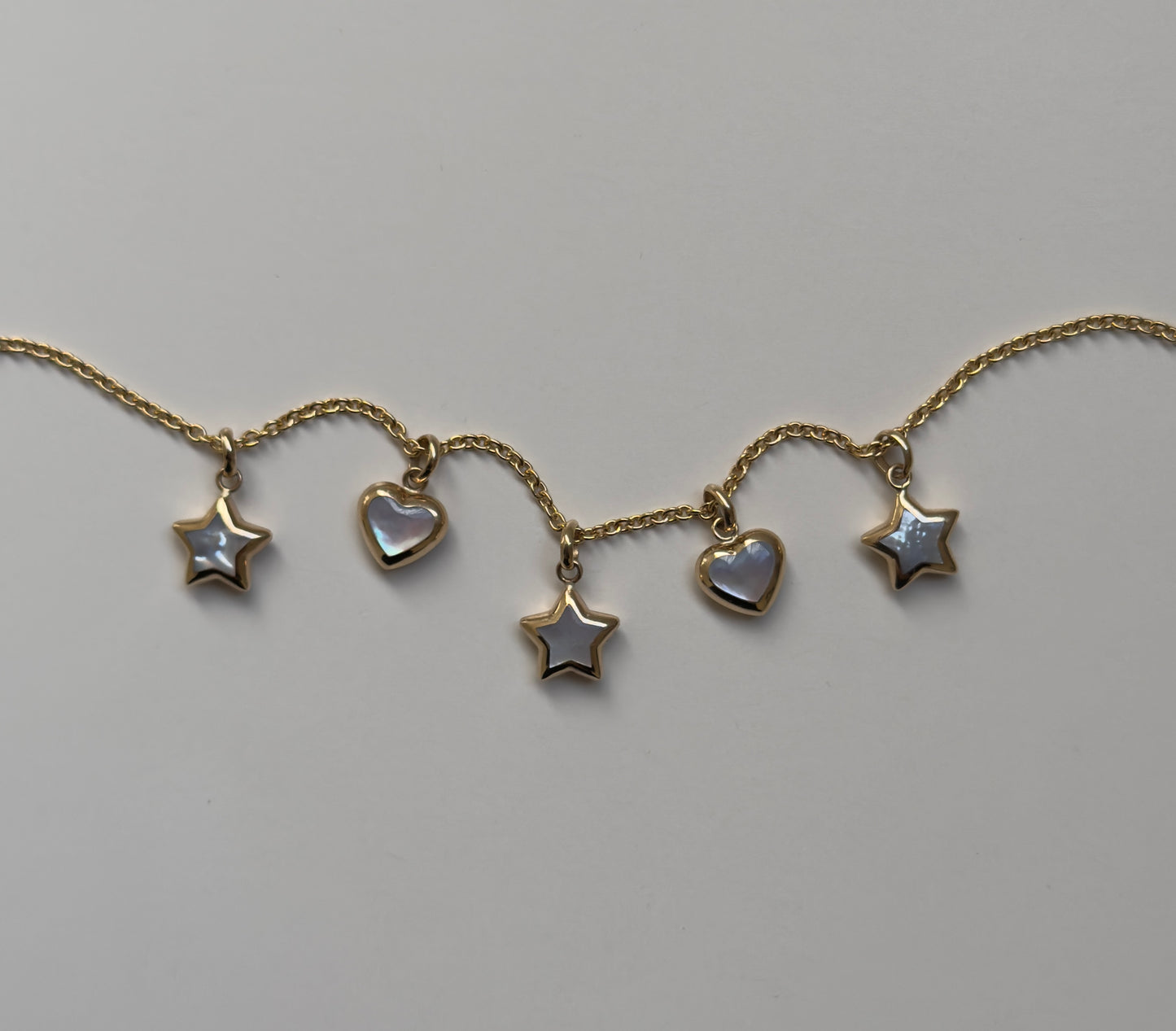 14k + Mother Of Pearl Stars & Hearts Pendants