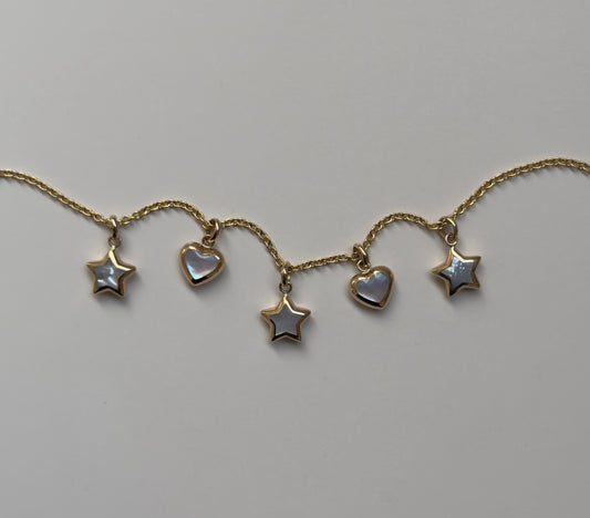 14k + Mother Of Pearl Stars & Hearts Pendants