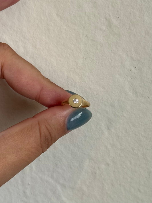 14k Diamond Signet Ring