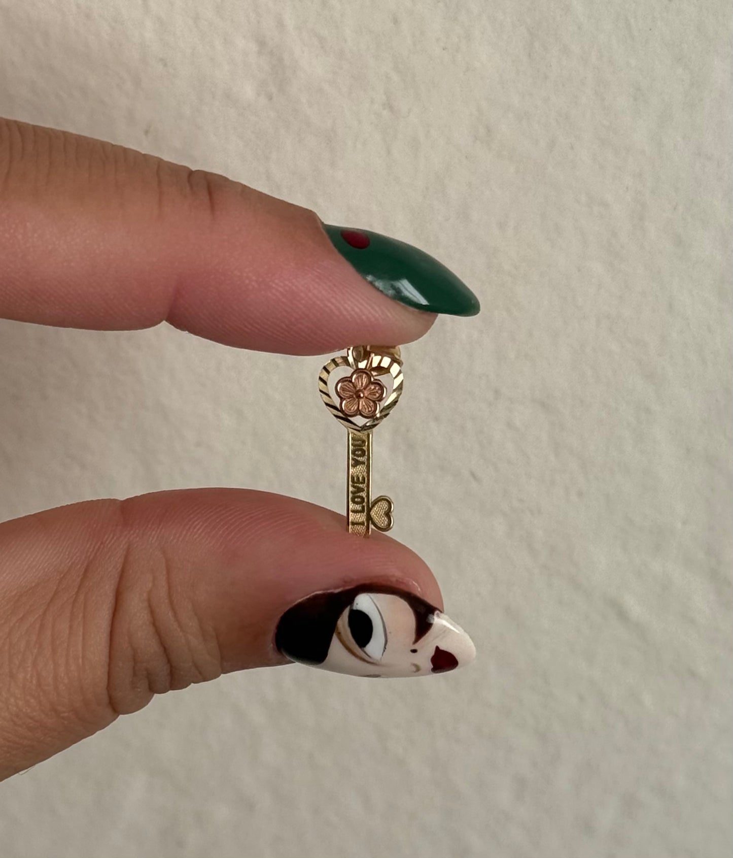 10k Two Tone Flower ILY Key Pendant