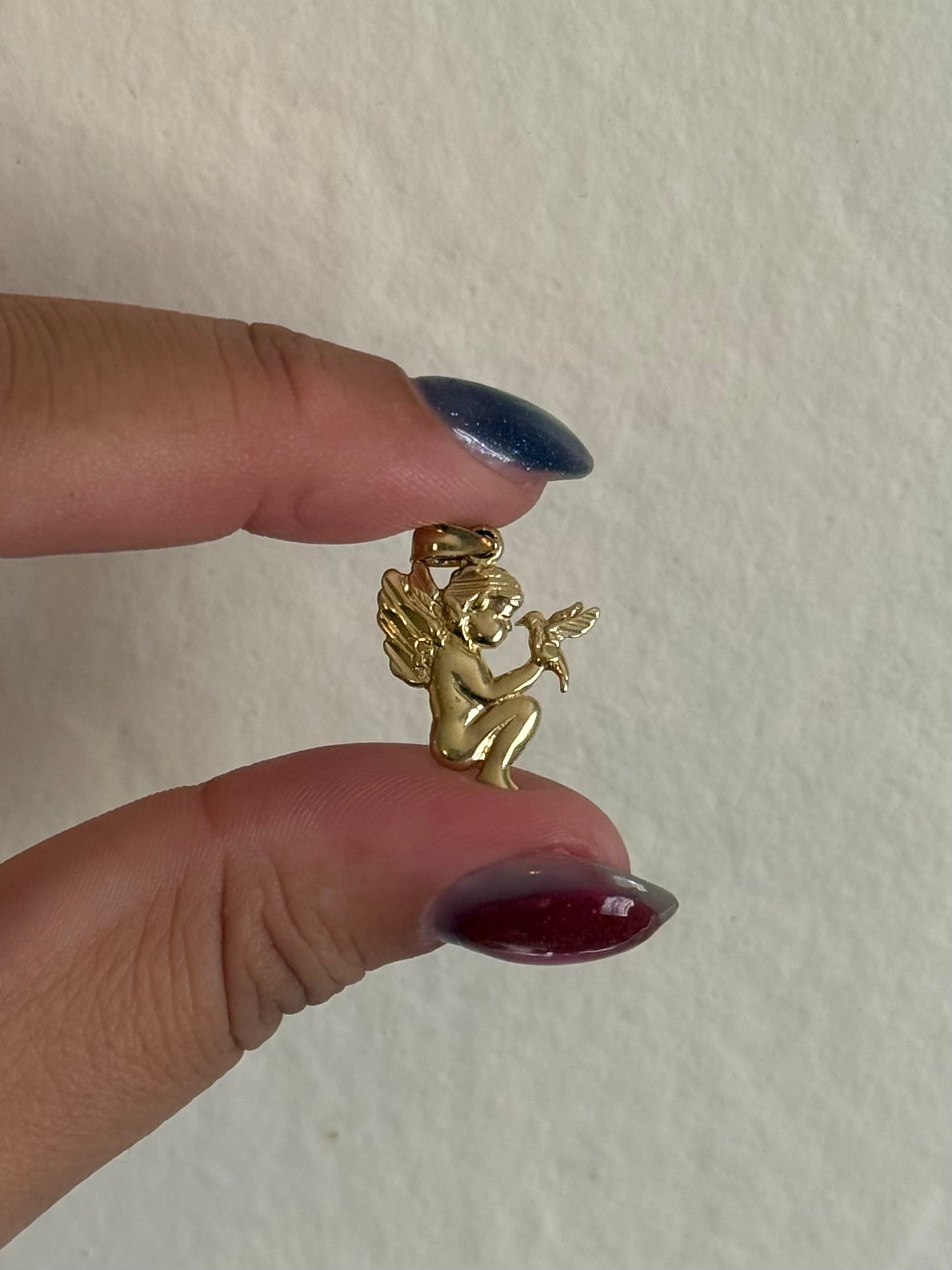 14k Angel + Dove Pendant